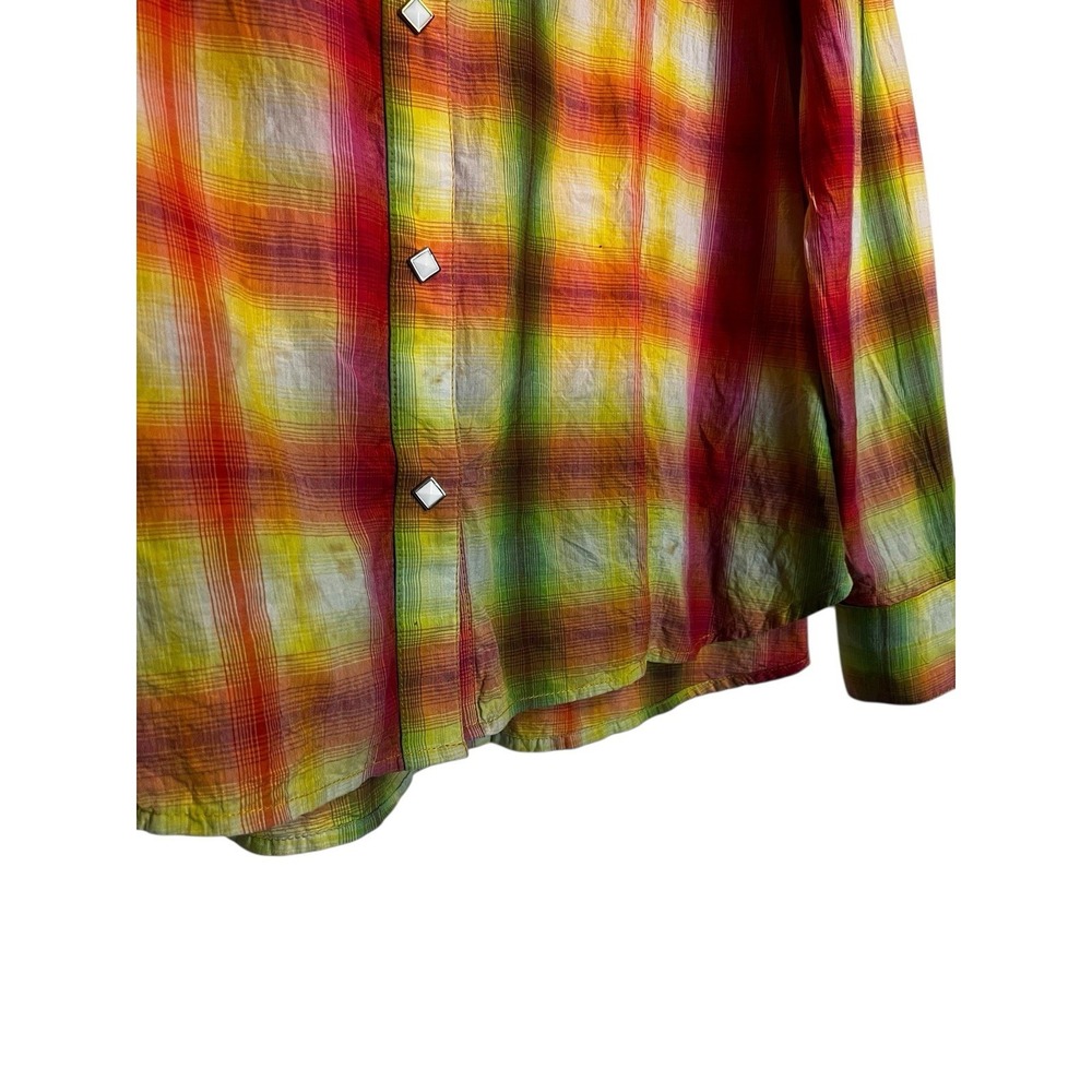 Double D Ranch Western Button-up Shirt Size Large Multicolor Plaid Embroidered - Picture 5 of 8